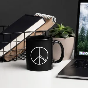 inspire White Lettering Print Black Glossy Mug