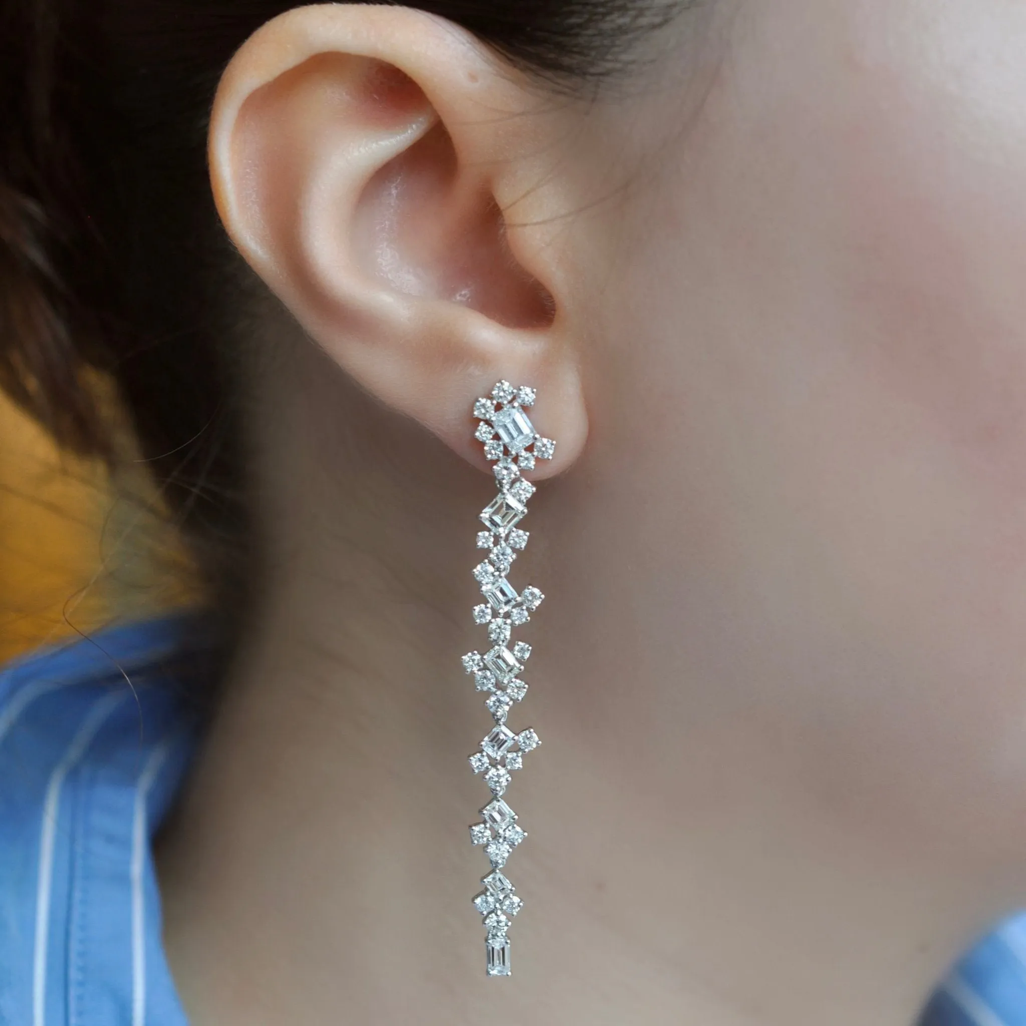 Ivy Diamond Linear Drop Earrings