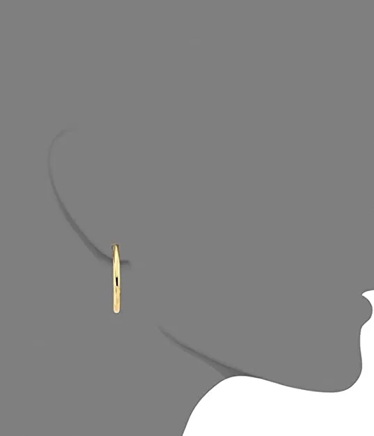 JewelMore 14k Yellow Gold Classic Shiny Polished Round Hoop Earrings, 2mm tube