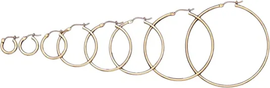 JewelMore 14k Yellow Gold Classic Shiny Polished Round Hoop Earrings, 2mm tube