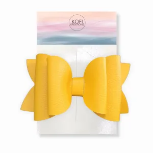 Josie Yellow Faux Leather Hair Bow