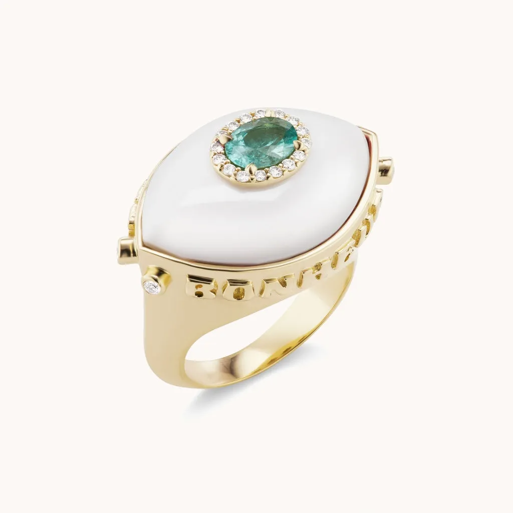 JPB White Onyx Eyecon Ring
