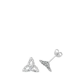 Kids White Crystal Trinity Knot Earrings