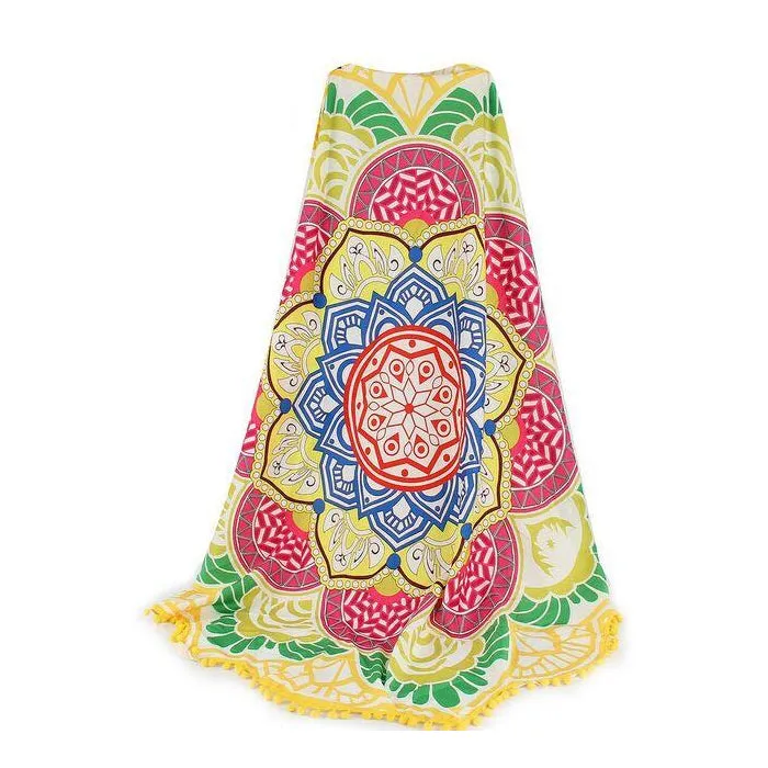 Large Round Lotus Flower Mandala Tapestry Beach Picnic Towel Throw and Table Cloth