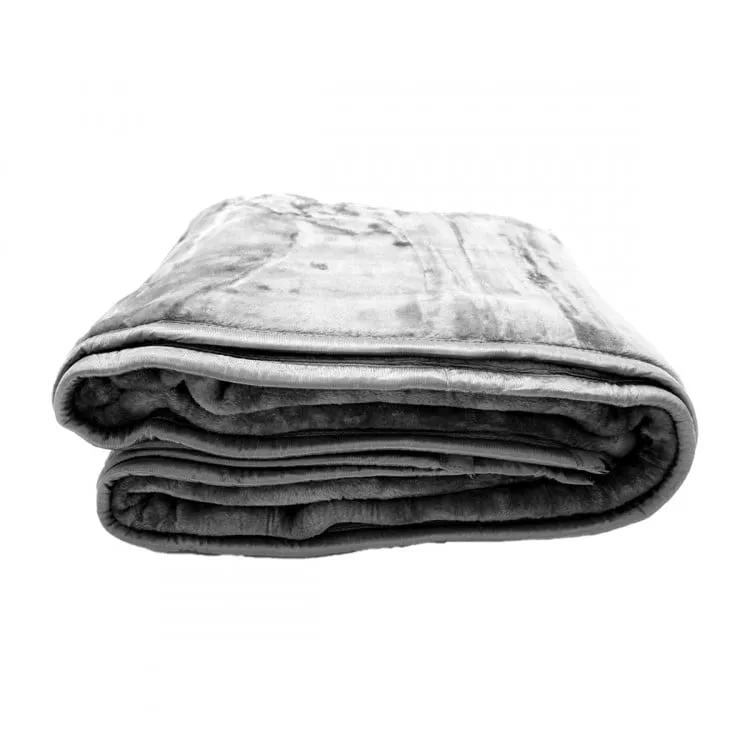LAURA HILL 600GSM DOUBLE-SIDED QUEEN SIZE FAUX MINK BLANKET - PEWTER SILVER