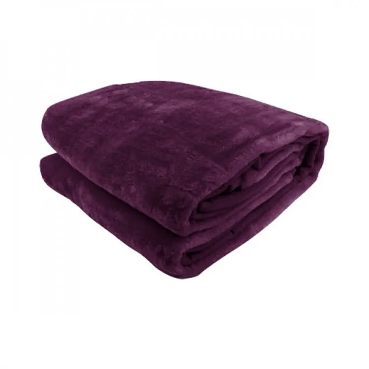 LAURA HILL 600GSM LARGE DOUBLE-SIDED FAUX MINK BLANKET - PURPLE