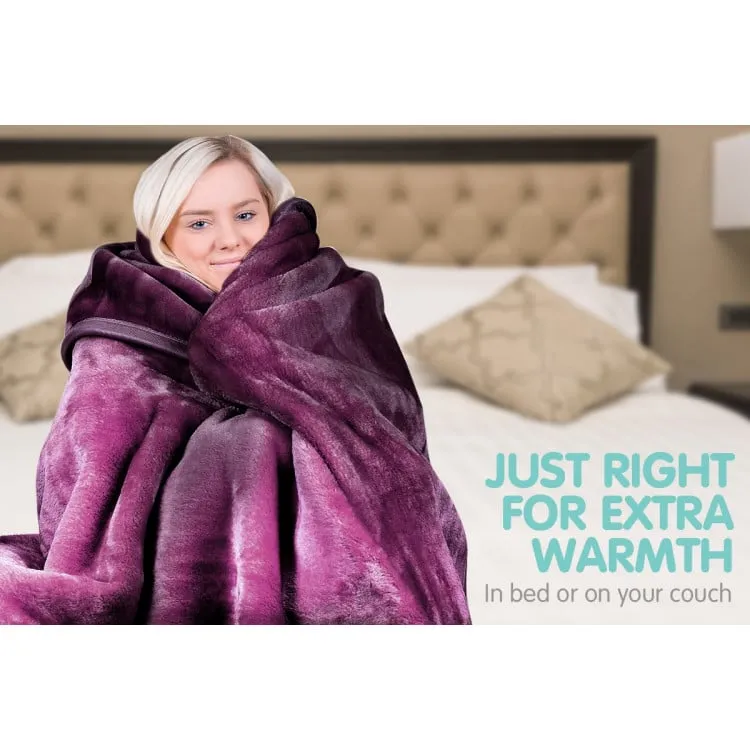 LAURA HILL 600GSM LARGE DOUBLE-SIDED FAUX MINK BLANKET - PURPLE