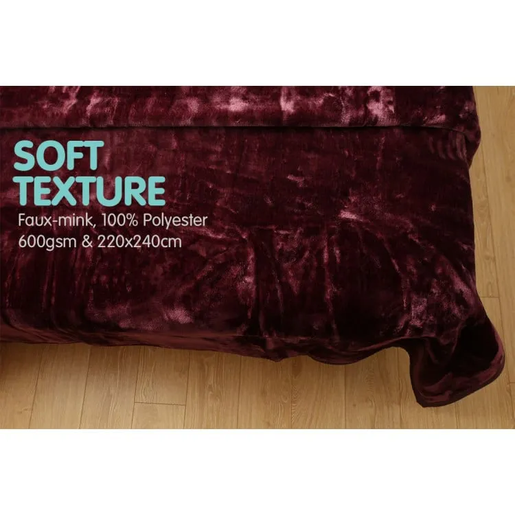 LAURA HILL 600GSM LARGE DOUBLE-SIDED FAUX MINK BLANKET - PURPLE