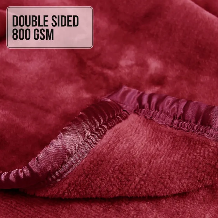 LAURA HILL 800GSM HEAVY DOUBLE-SIDED FAUX MINK BLANKET - RED