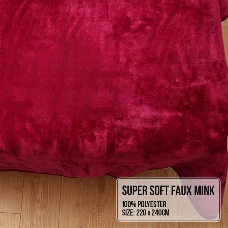 LAURA HILL 800GSM HEAVY DOUBLE-SIDED FAUX MINK BLANKET - RED
