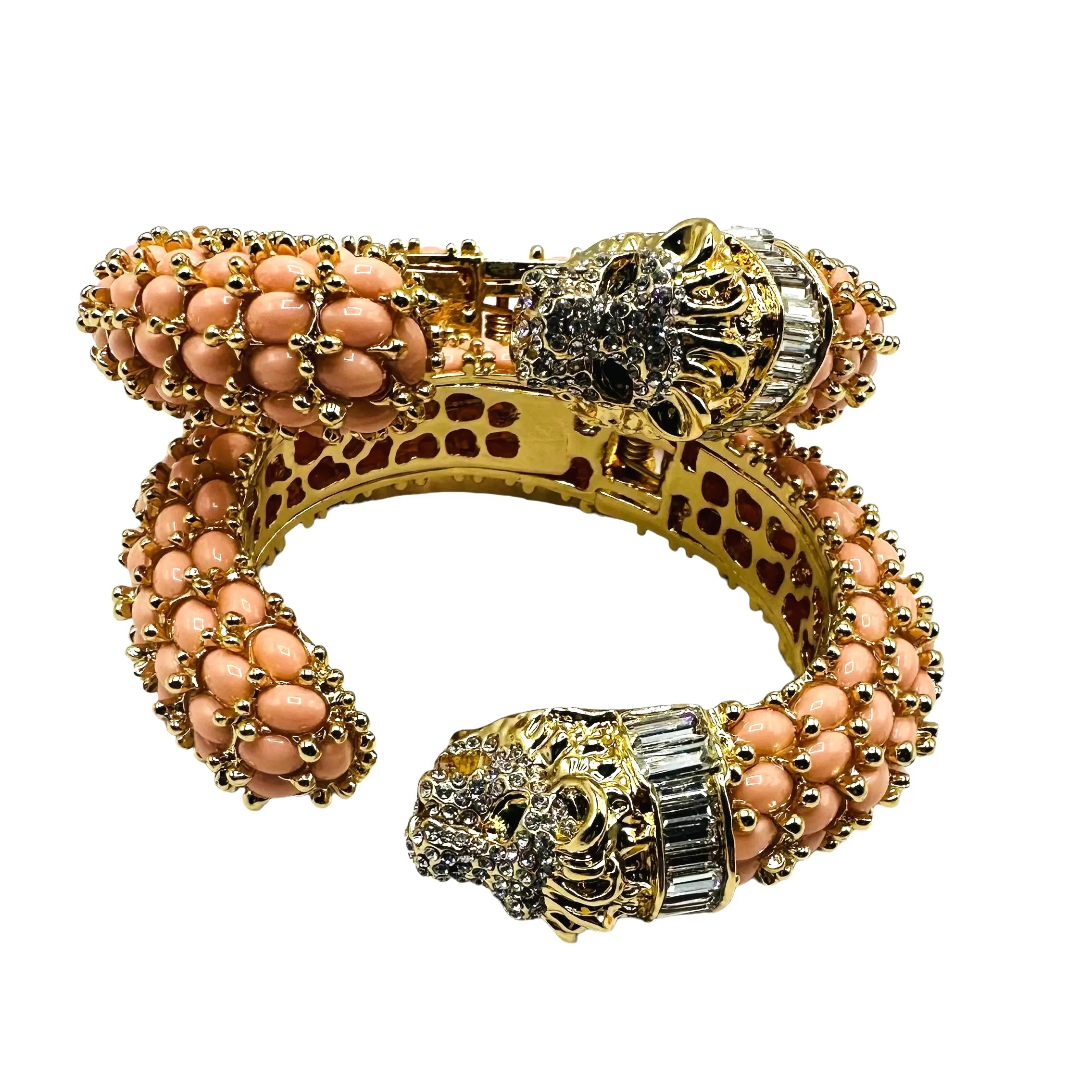 Leopard Hinged Bracelet in Pink