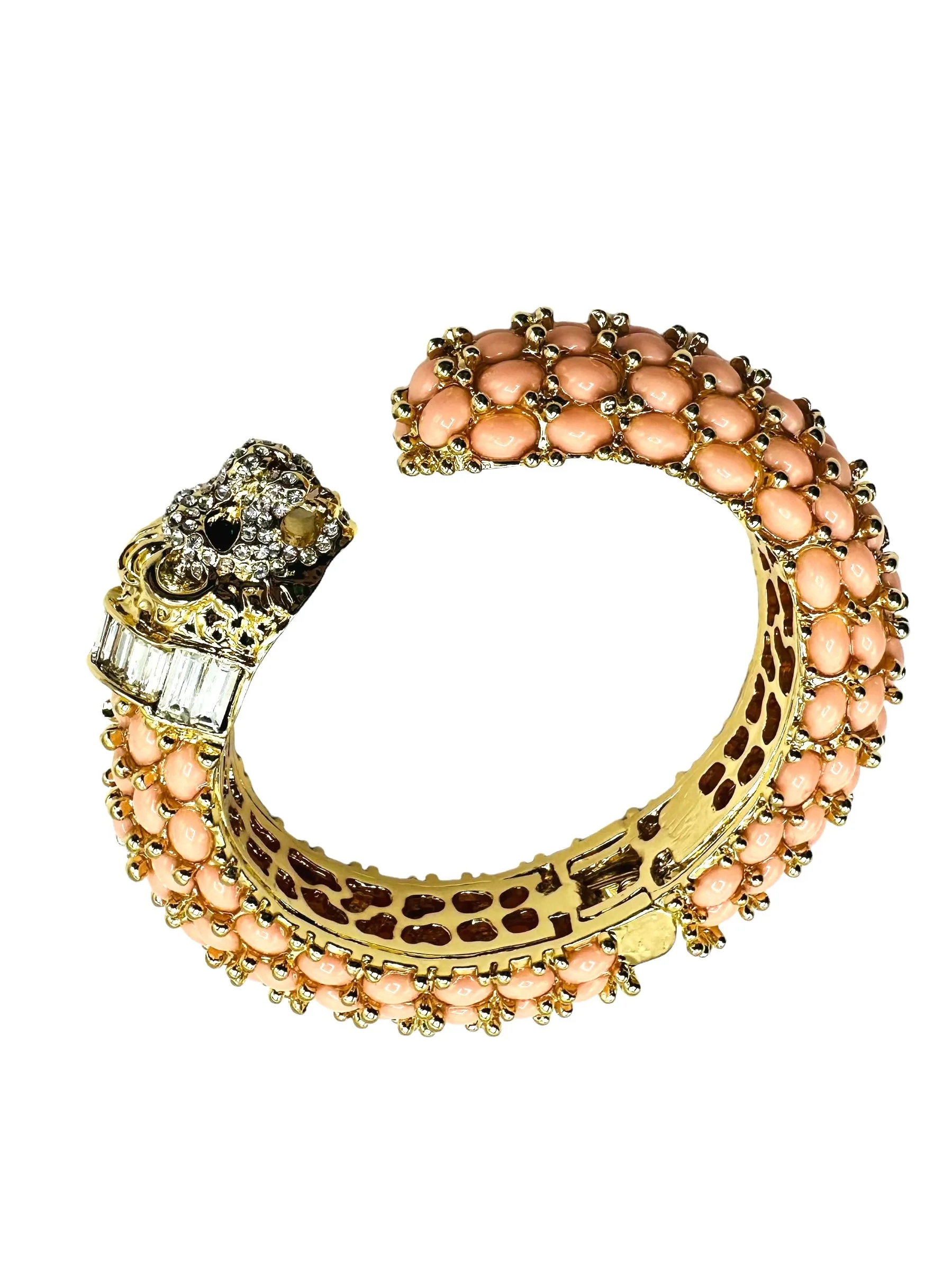 Leopard Hinged Bracelet in Pink