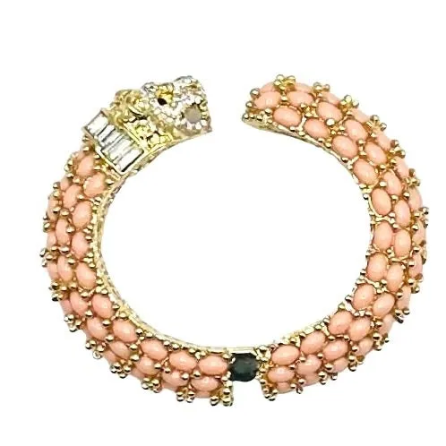Leopard Hinged Bracelet in Pink