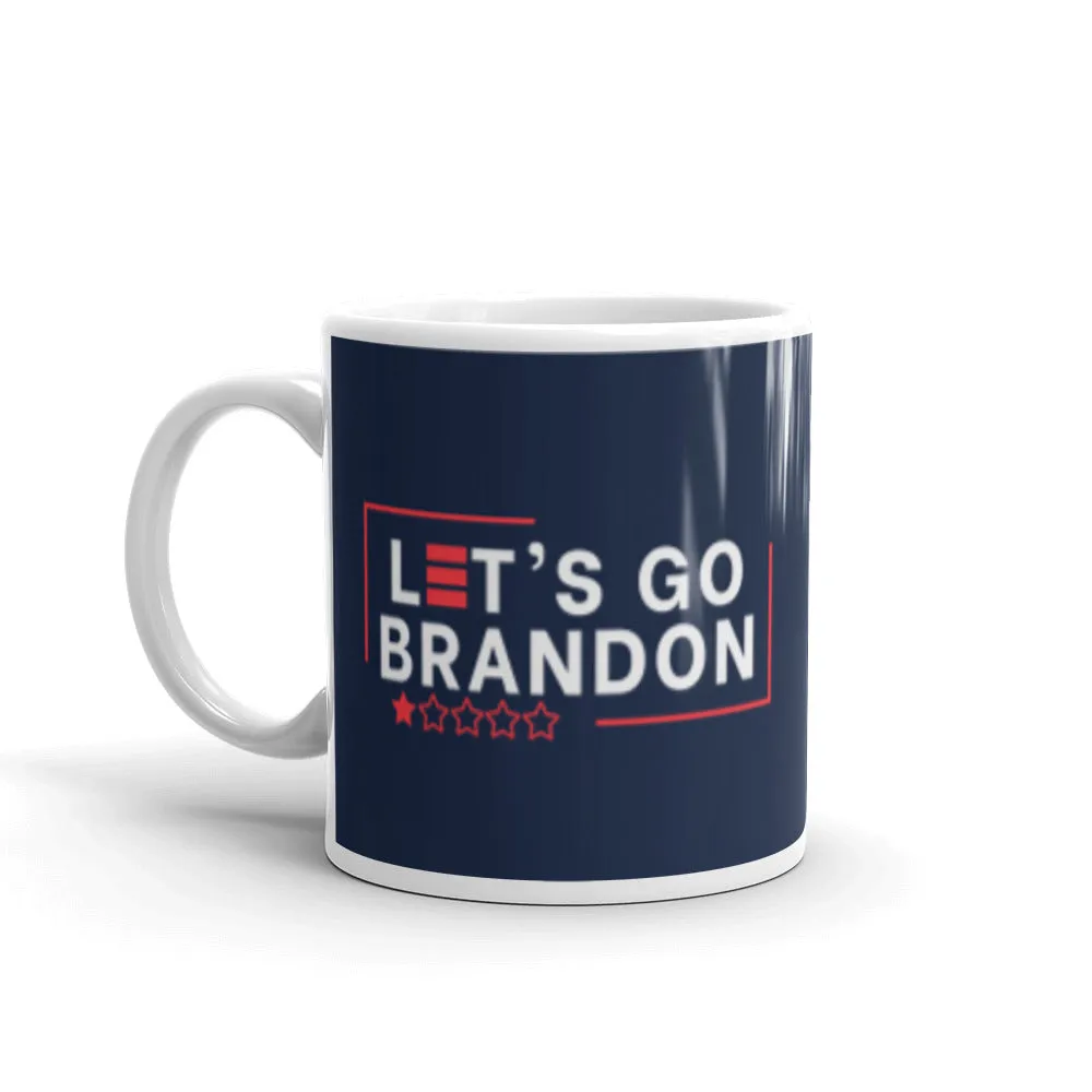 Let's Go Brandon" White glossy mug