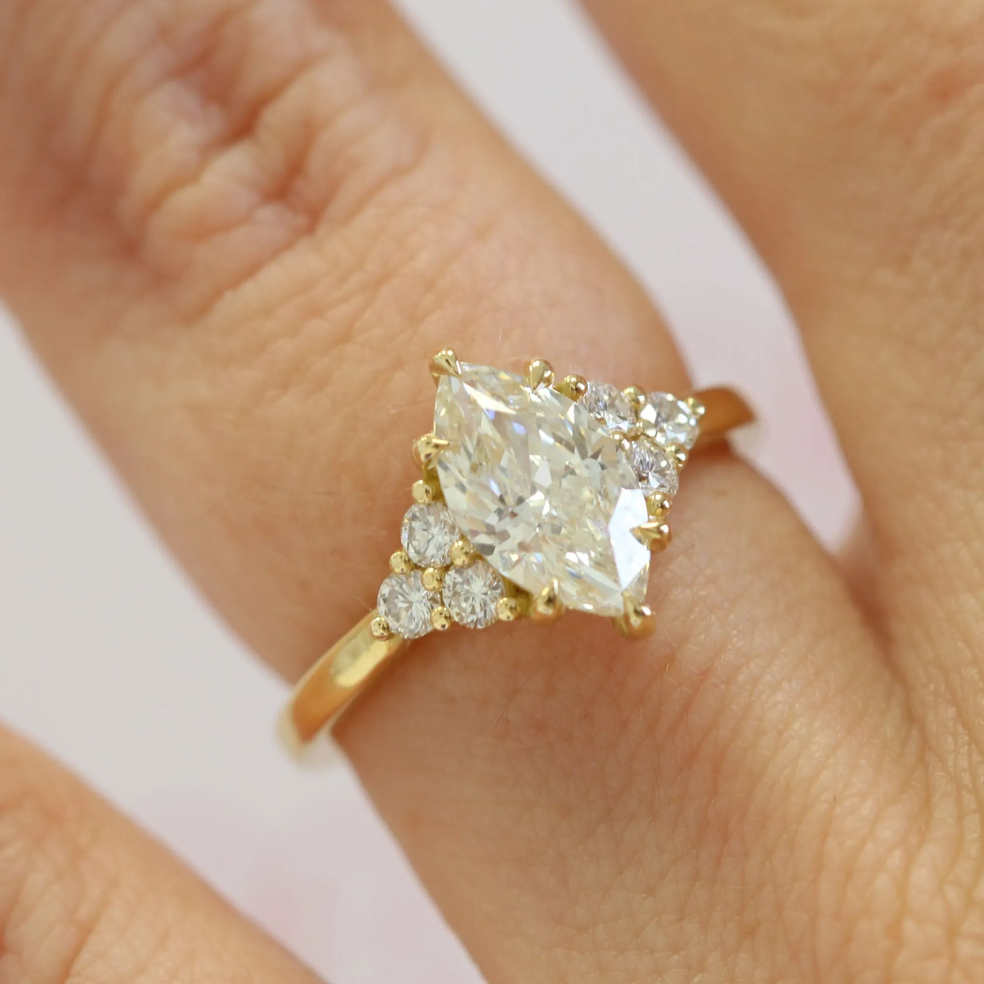 Light Waves plain Band Natural Marquise  Diamond Engagement Ring