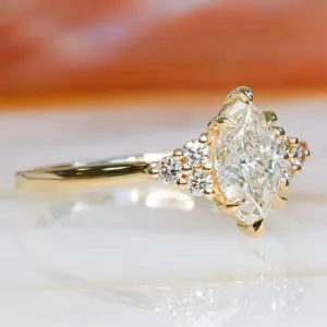 Light Waves plain Band Natural Marquise  Diamond Engagement Ring
