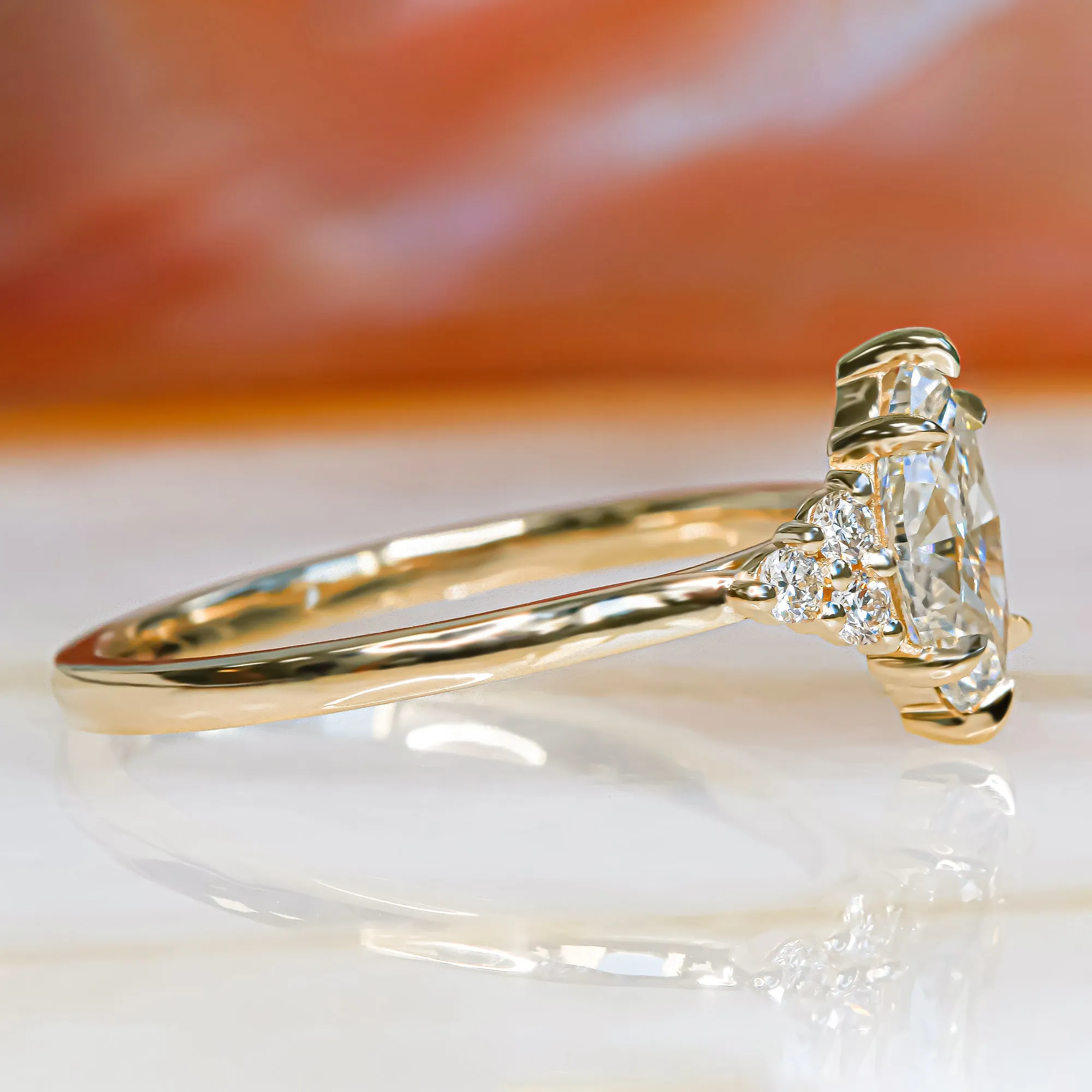 Light Waves plain Band Natural Marquise  Diamond Engagement Ring