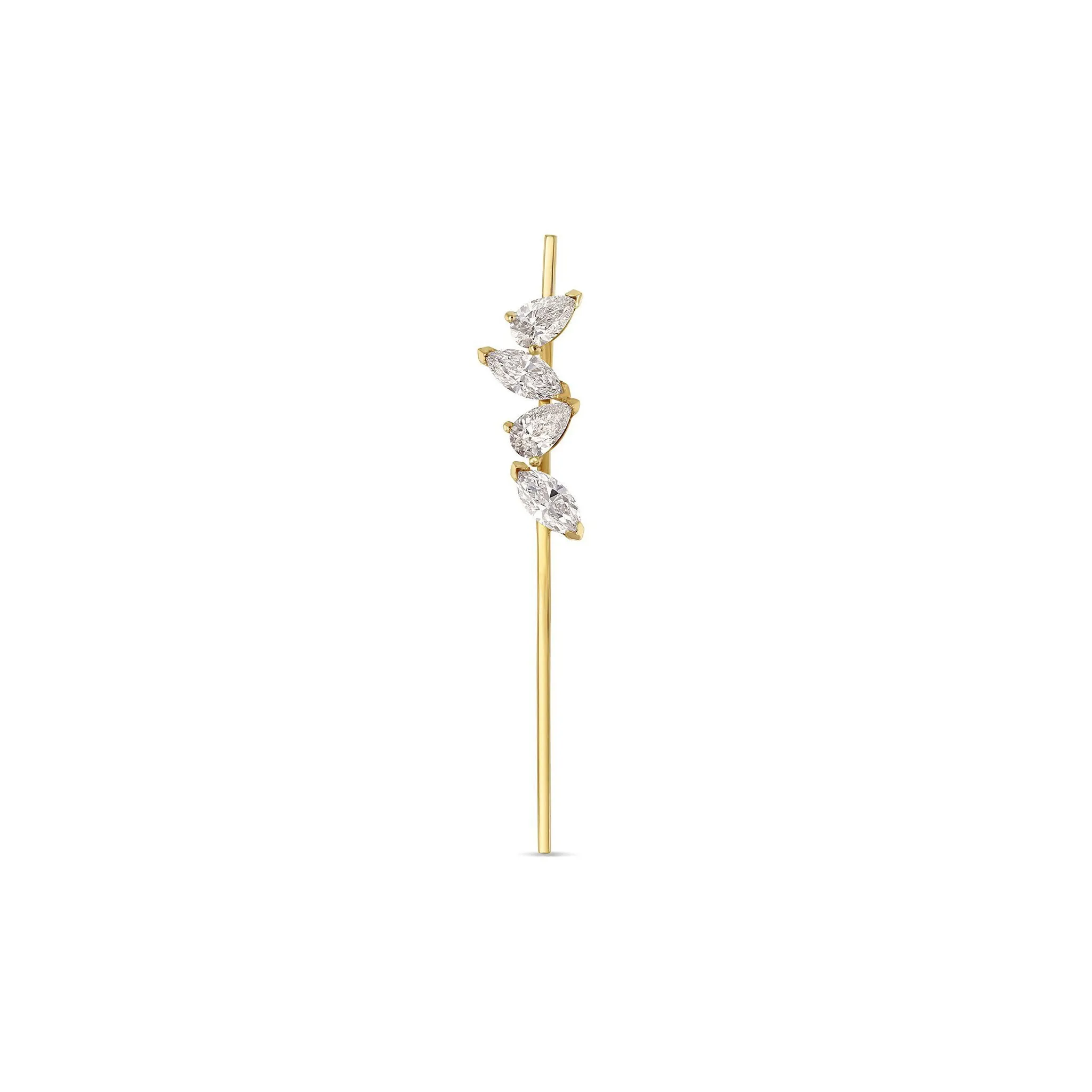 Linear Diamond Cluster Earring - 50mm