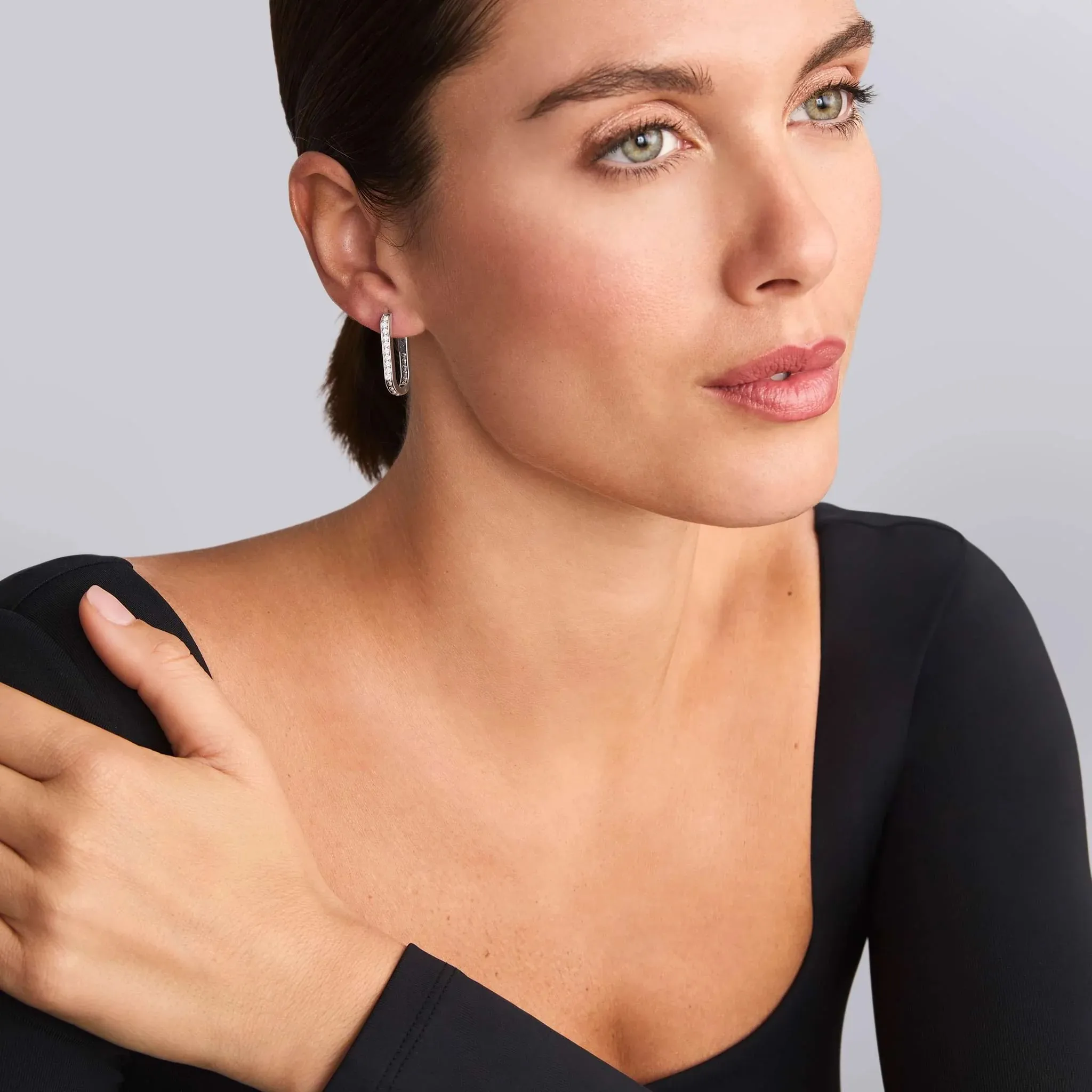 Linear Diamond Hoop Earrings
