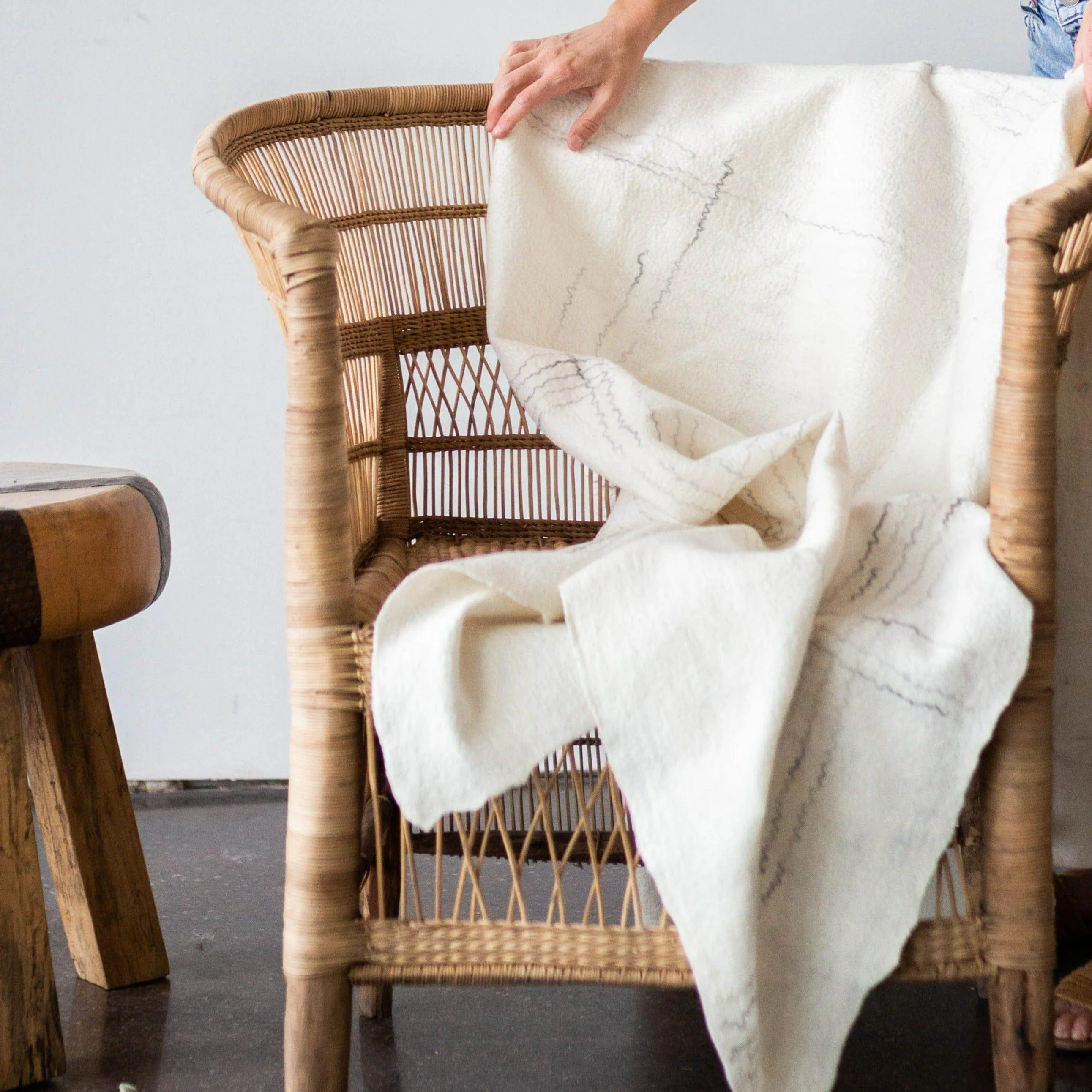 Linear Merino Wool Throw Blanket
