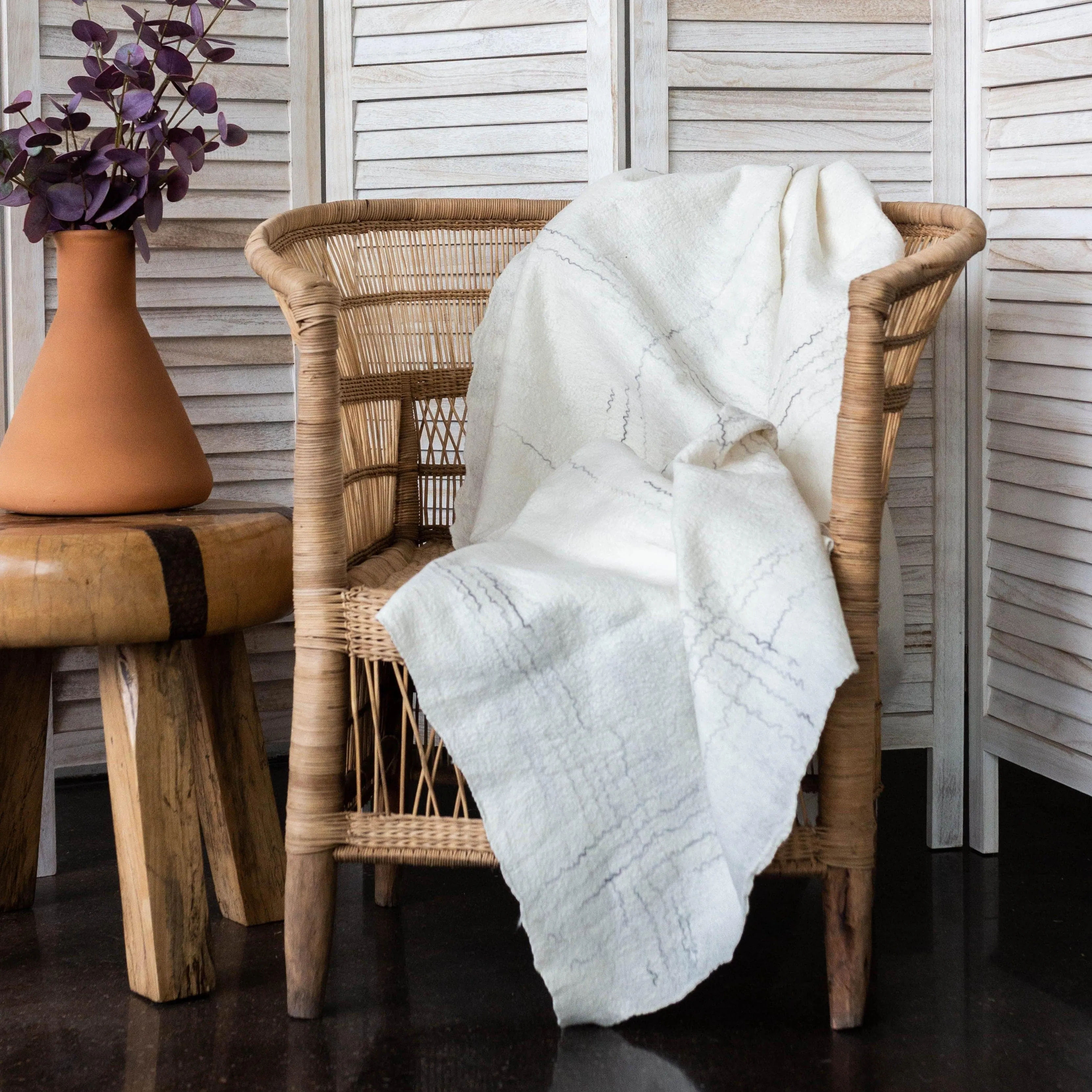 Linear Merino Wool Throw Blanket