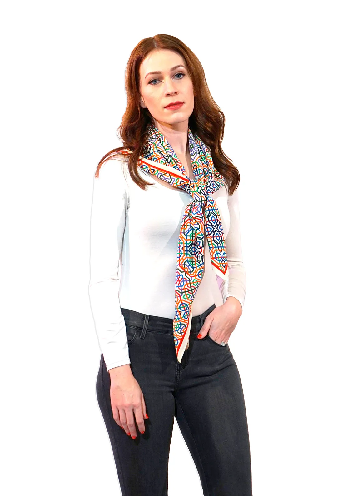 LINEAR SILK SCARF