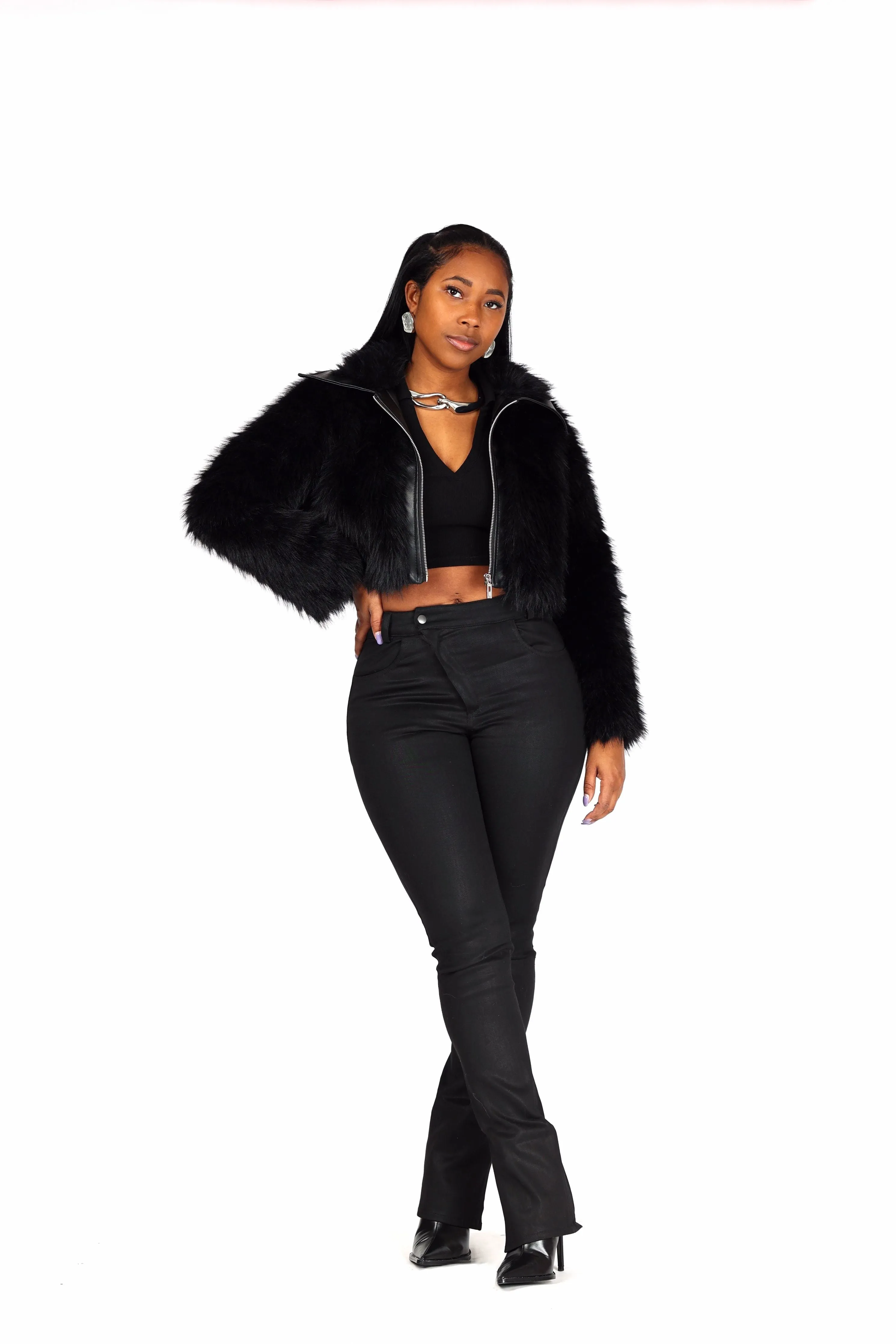 Lisa Cropped Faux Fur Jacket