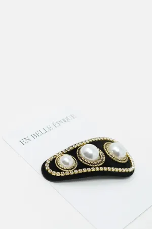 Lucie Velvet Pearl Barrette