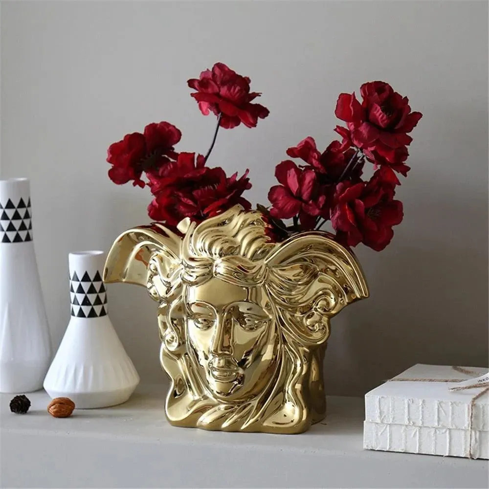 Luxurious Shiny Angel Face Decorative Vase