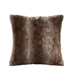 Marselle Faux Fur Square Pillow Brown