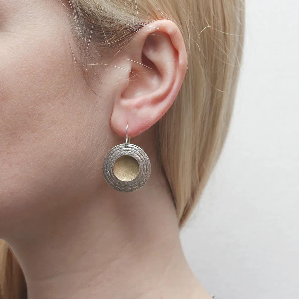 Medium Disc with Patterned Ring Wire Earring