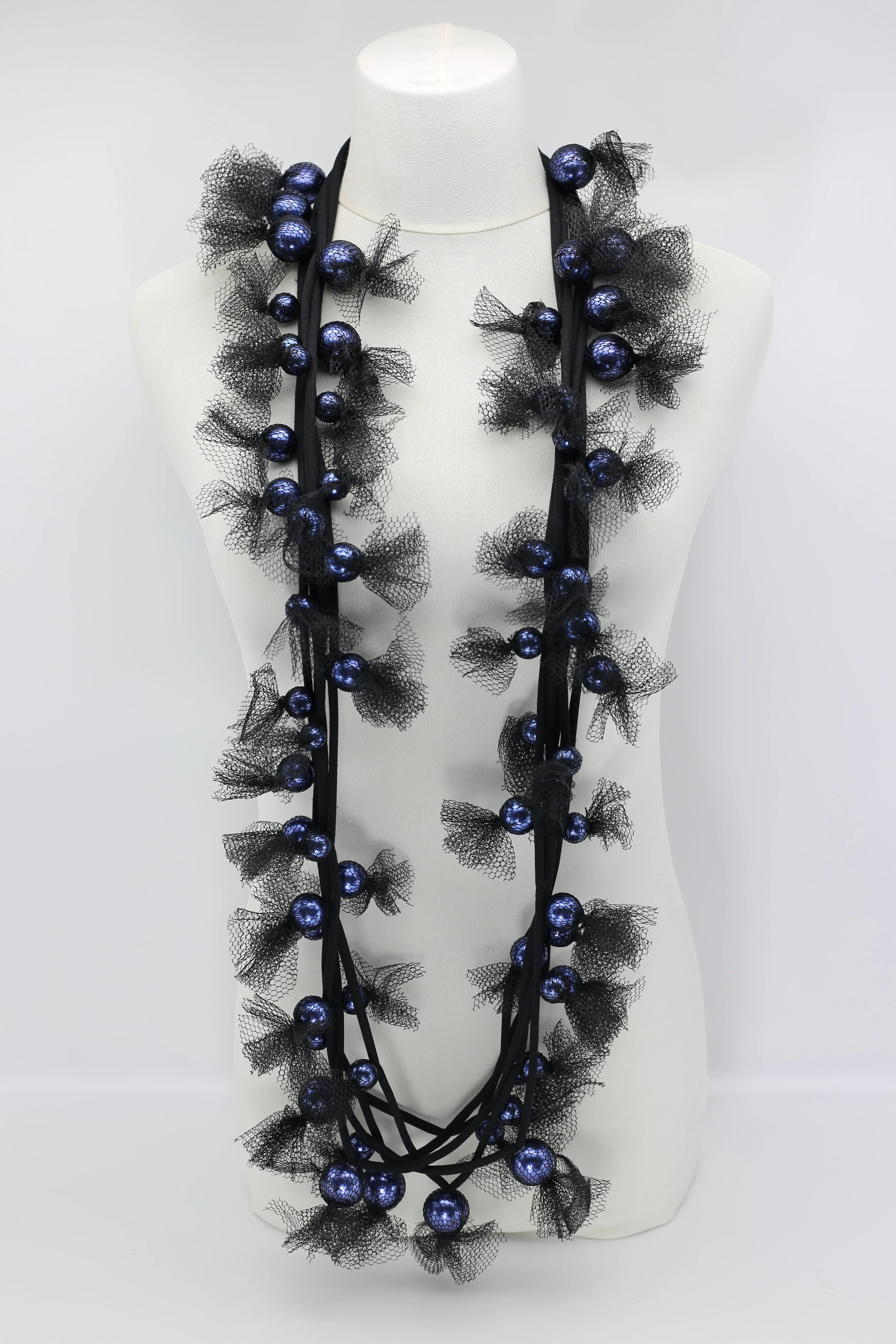 Mesh-wrapped Faux Pearls Necklaces