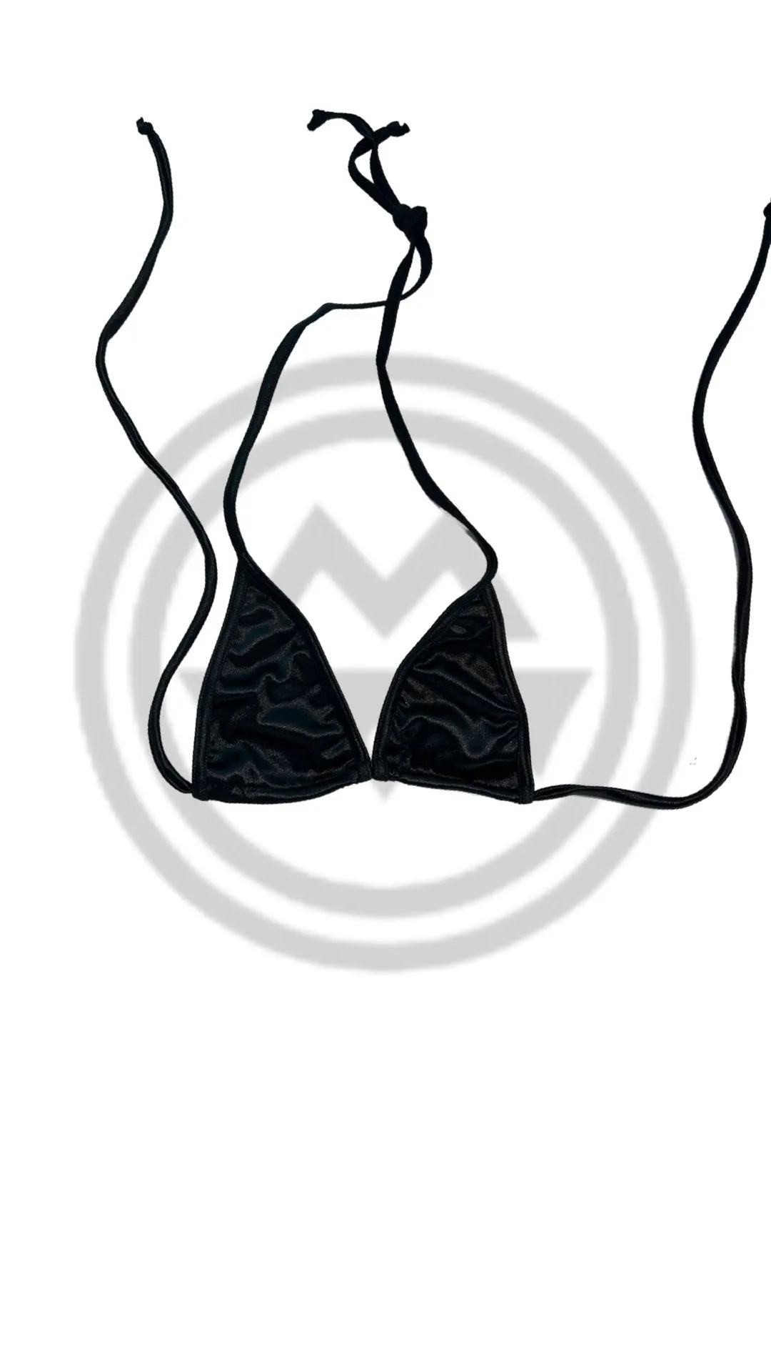Micro Glossy Tie Triangle Top - Black