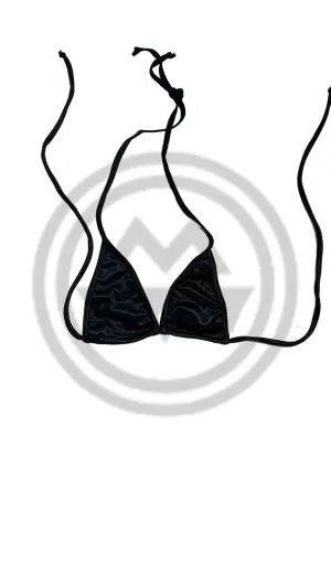 Micro Glossy Tie Triangle Top - Black