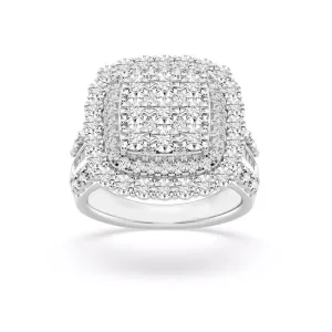 Miracle Surround Fancy Halo Ring with 1.00ct of Diamonds in Sterling Silver