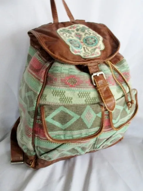 MOSSIMO SUPPLY CO. SKULL BACKPACK Shoulder Rucksack Travel BAG BROWN Vegan
