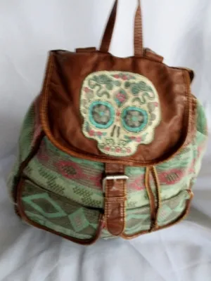 MOSSIMO SUPPLY CO. SKULL BACKPACK Shoulder Rucksack Travel BAG BROWN Vegan