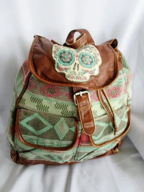 MOSSIMO SUPPLY CO. SKULL BACKPACK Shoulder Rucksack Travel BAG BROWN Vegan