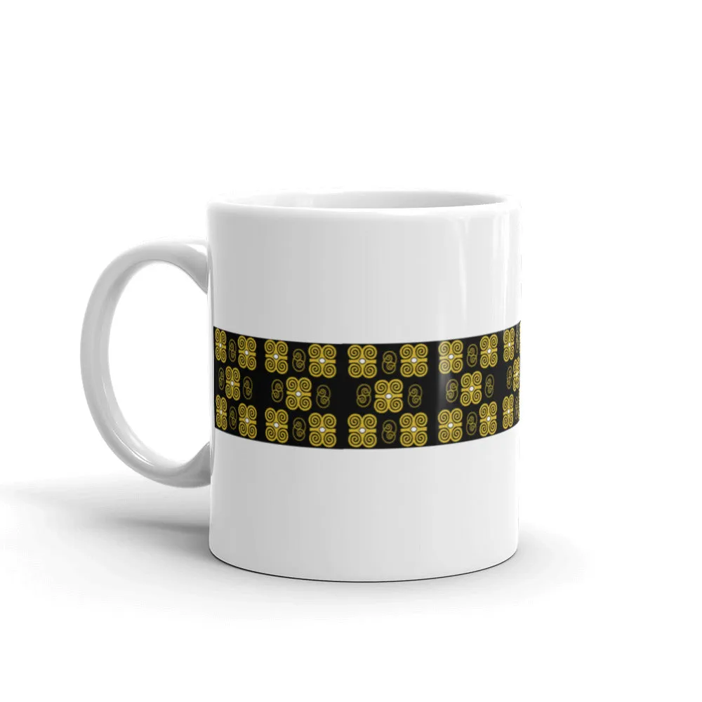 Mug, ceramic with West African Adinkra Symbol, Rams Horns