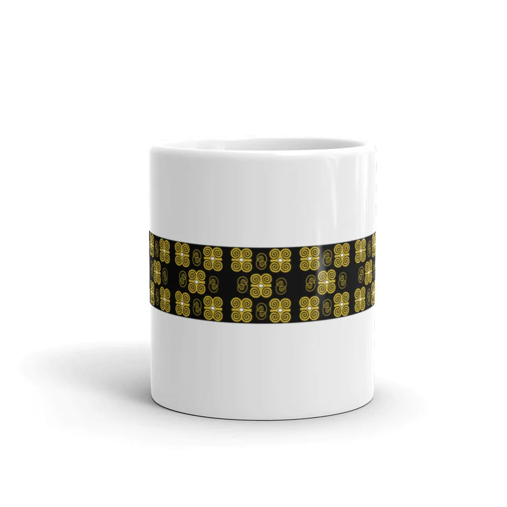 Mug, ceramic with West African Adinkra Symbol, Rams Horns