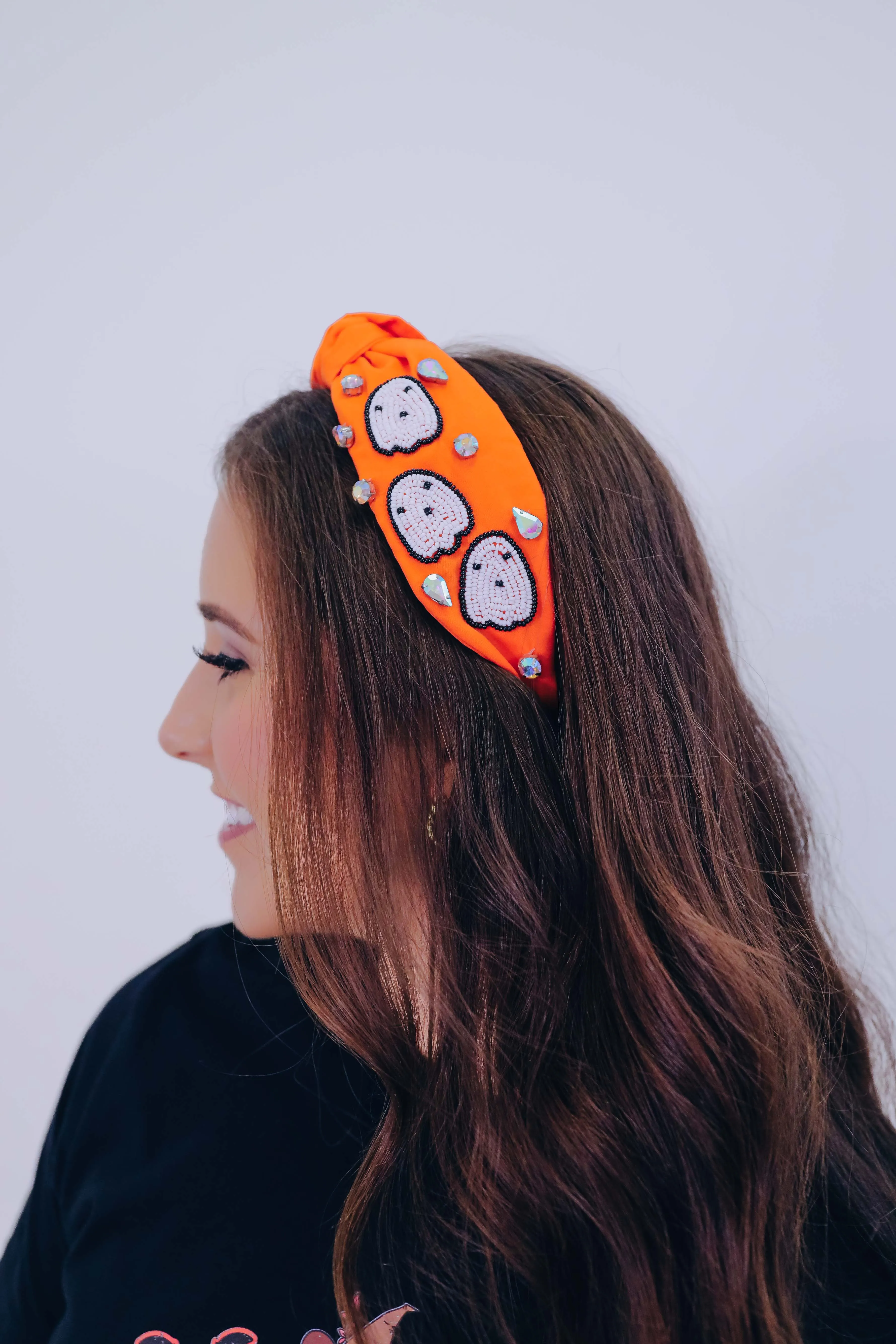 My Boo Ghost Bejeweled Knotted Headband - 2 Colors