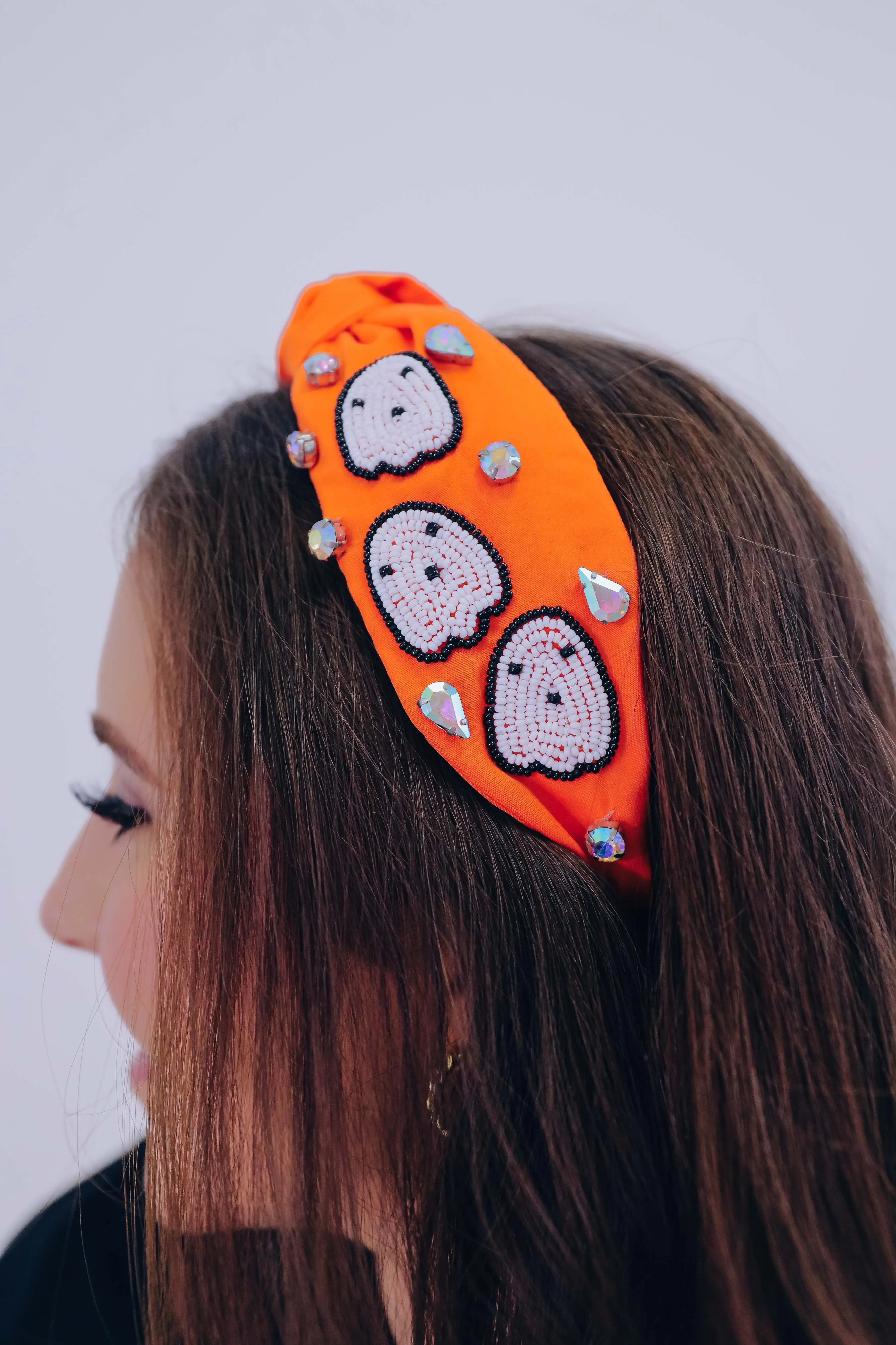My Boo Ghost Bejeweled Knotted Headband - 2 Colors