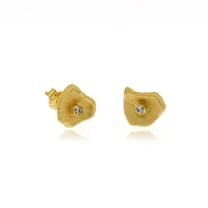 Mysterium Collection Vermeil Petal & CZ Earrings (Sm)