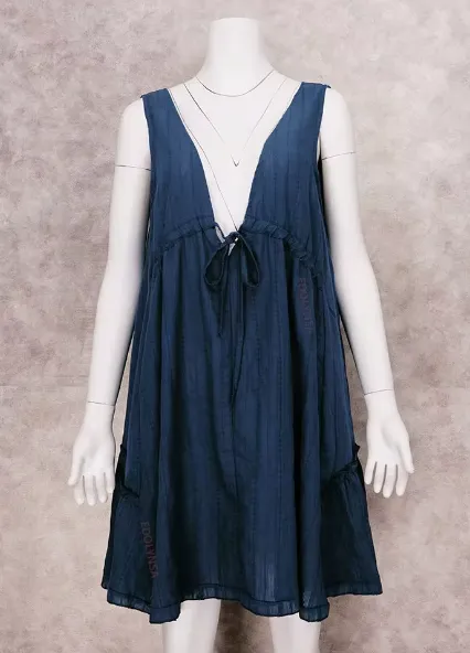 NEW Bikini Cover-ups Sexy Plunging Neck V-back Summer Beach Dress Cotton Tunic Women Beach Wear Swim Suit Cover Up A774, Dark Blue, Sz L