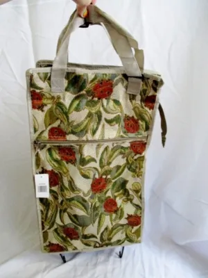 NEW LADYBUG FLORAL Tapestry ROLLING SUITCASE CASE Travel Carry-On Bag Wheeled