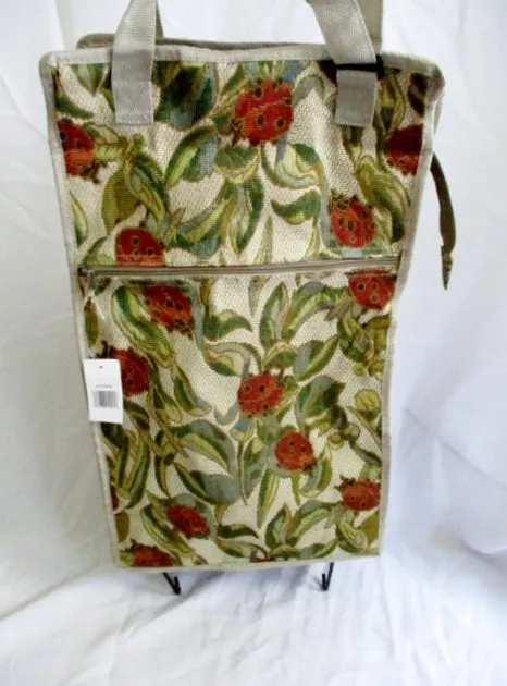 NEW LADYBUG FLORAL Tapestry ROLLING SUITCASE CASE Travel Carry-On Bag Wheeled