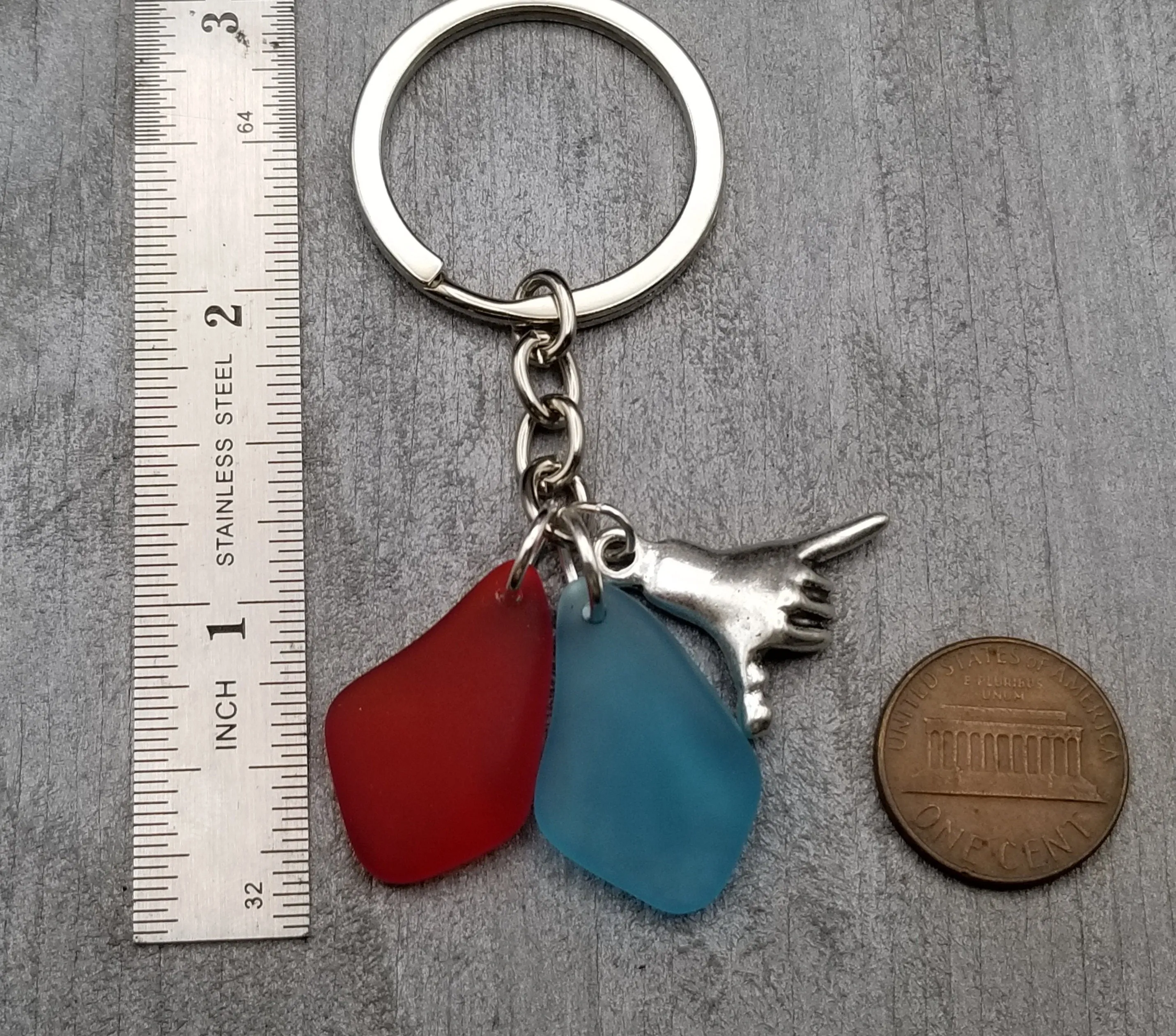 NEW Yinahawaii Sea Glass Design, Family/Couple Birthstones Keychain Unisex Gift, For Men or Women, Shaka Charm, (Message For Customization)