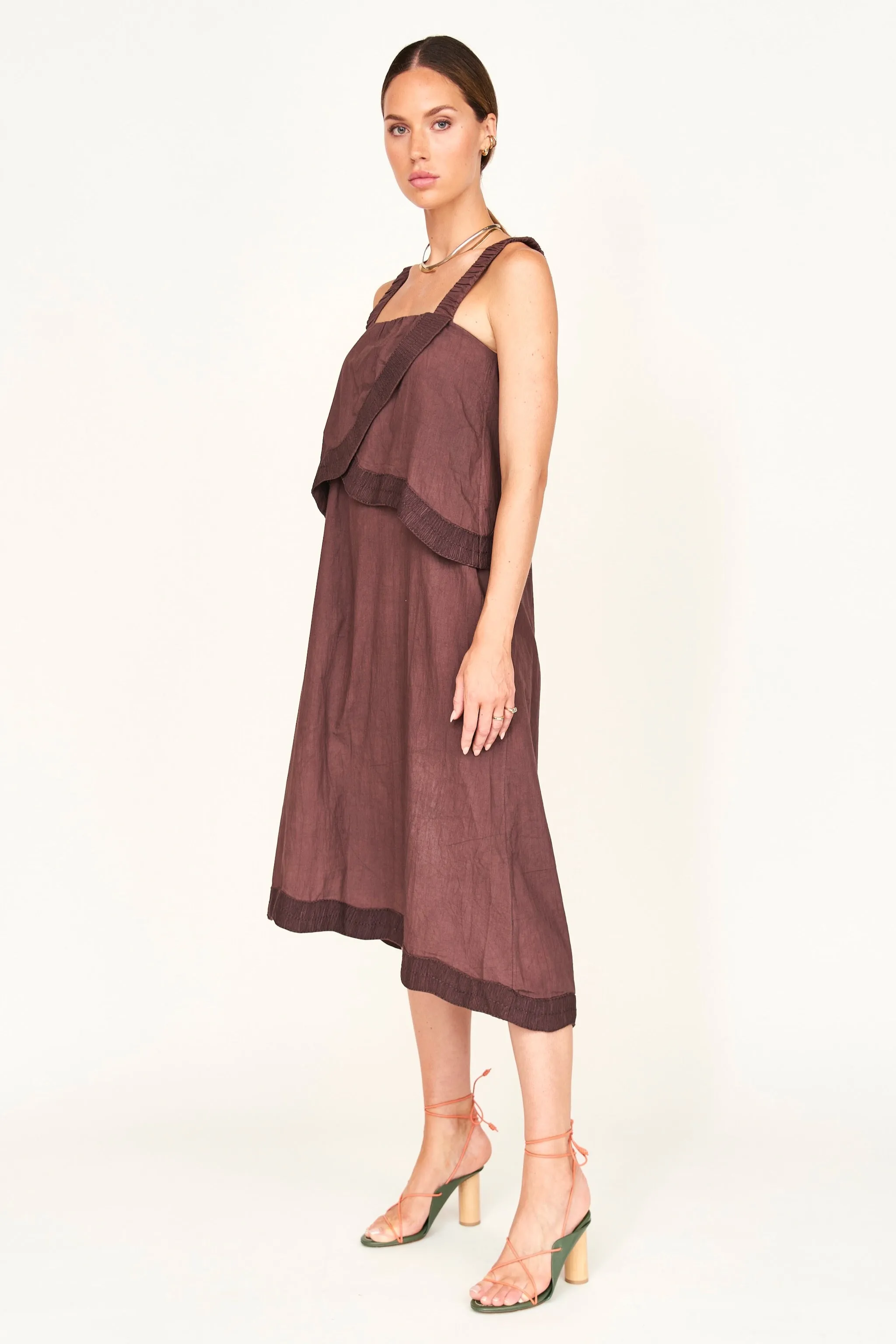 Nicobar Long Dress in Grappa Fossil