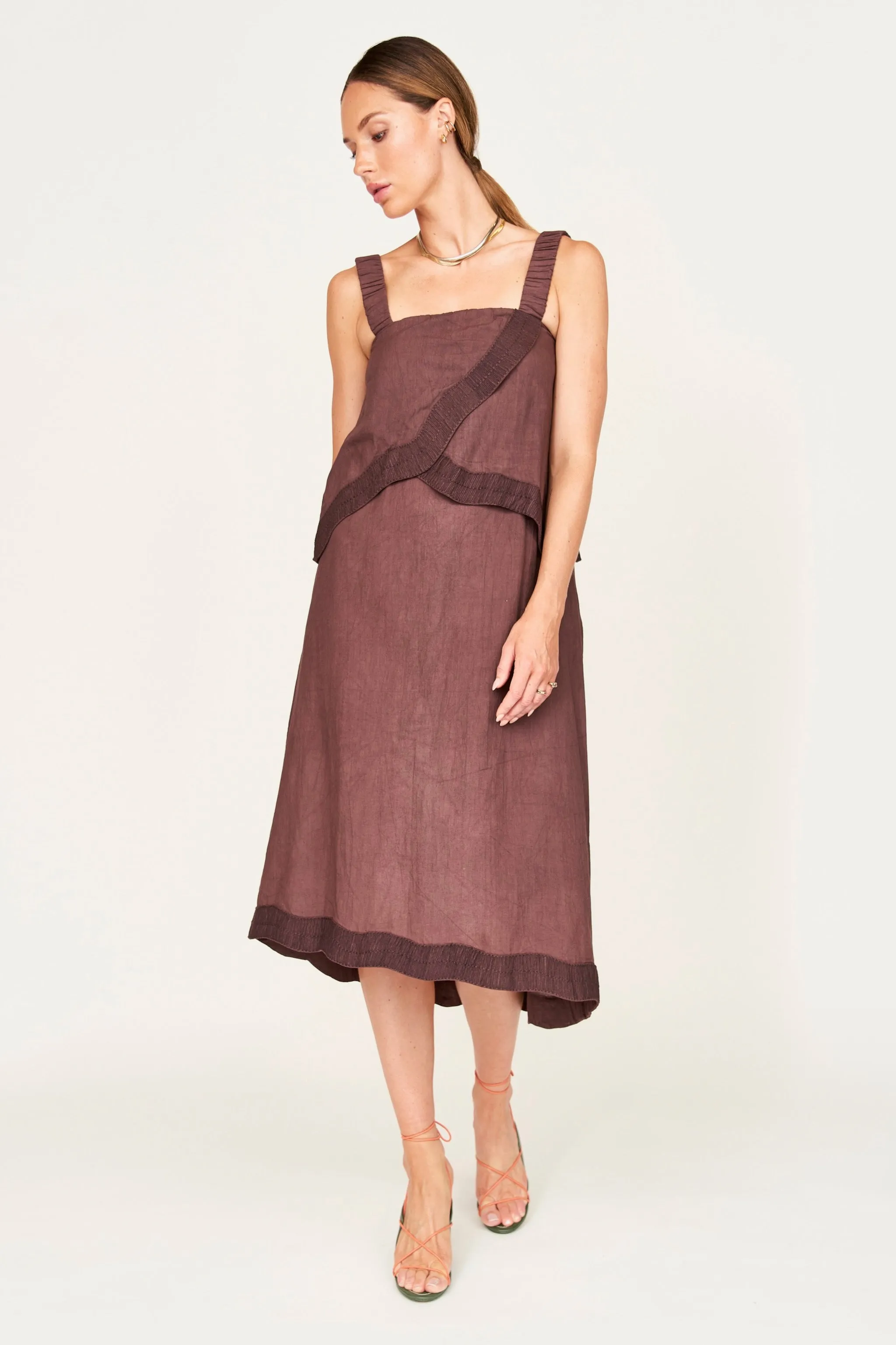 Nicobar Long Dress in Grappa Fossil