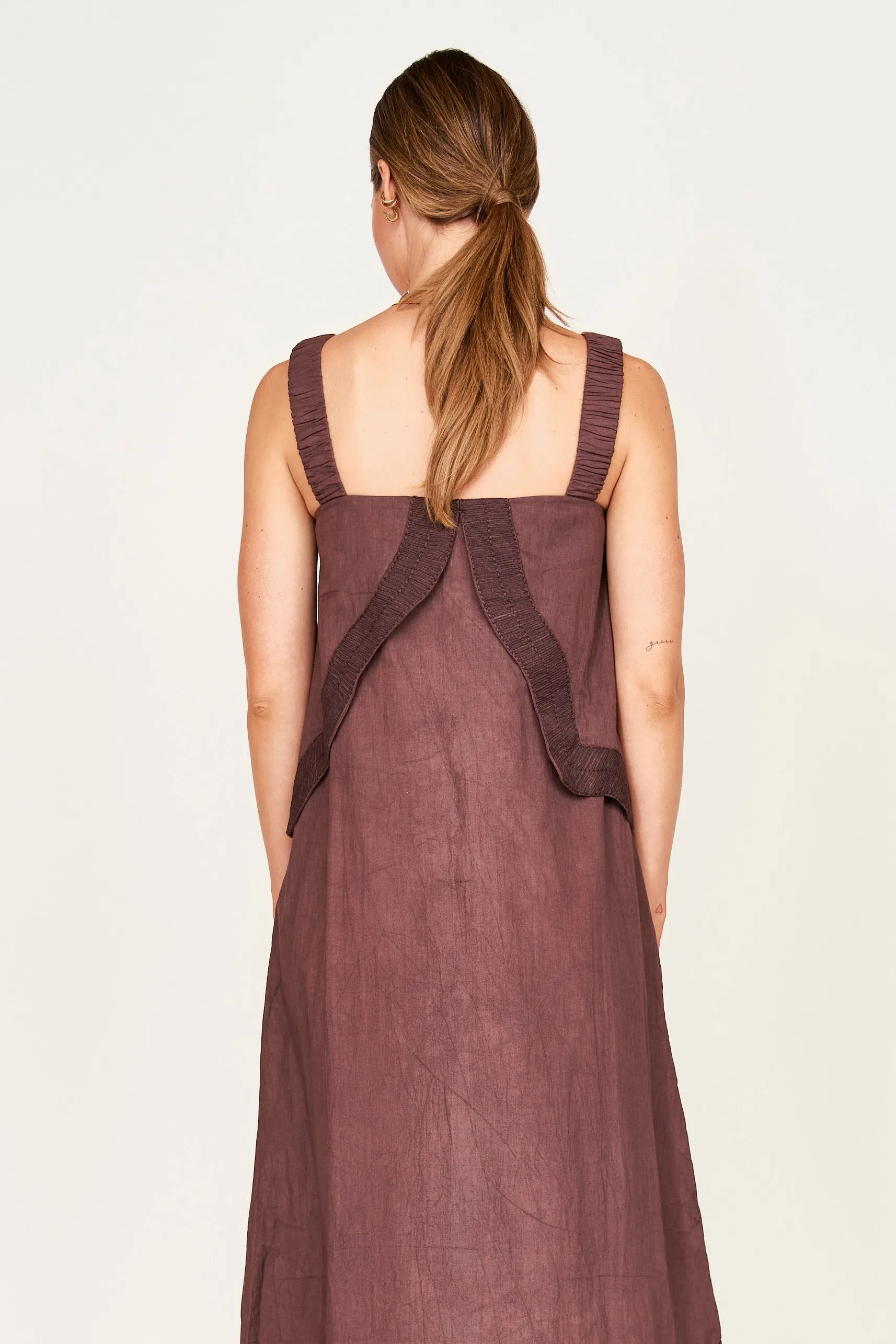 Nicobar Long Dress in Grappa Fossil